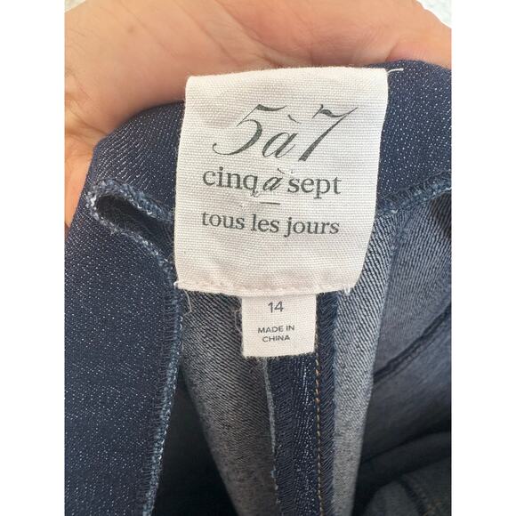 Cinq A Sept Long Azure Wide-Leg Stitched Denim Pants Size 14 Chic Minimalist - Picture 5 of 14
